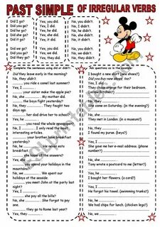 Past simple regular irregular worksheets
