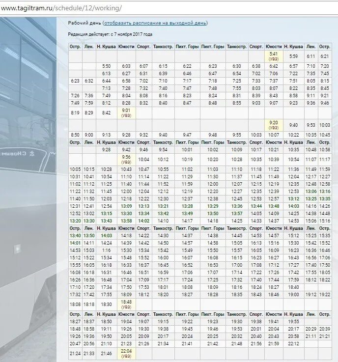 Расписание трамваев калининград. Трамвай 12 маршрут расписание Нижний Тагил. Расписание трамвая 12 Нижний Тагил с вагонки. Пихтовые горы -Островского трамвай 12 маршрут расписание Нижний Тагил. Расписание трамваев Нижний Тагил.