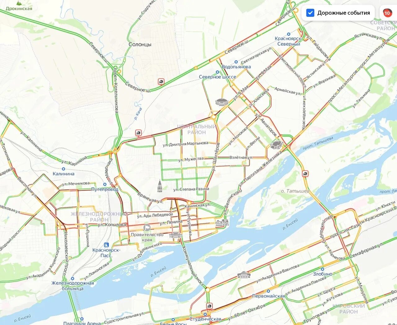 Закрытие дорог красноярск 2024. Пробки Красноярск. Центральные улицы Красноярска карта. Пробки на Мичурина Красноярск.