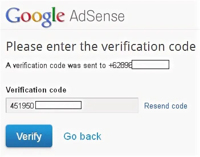 Пришел google verification code