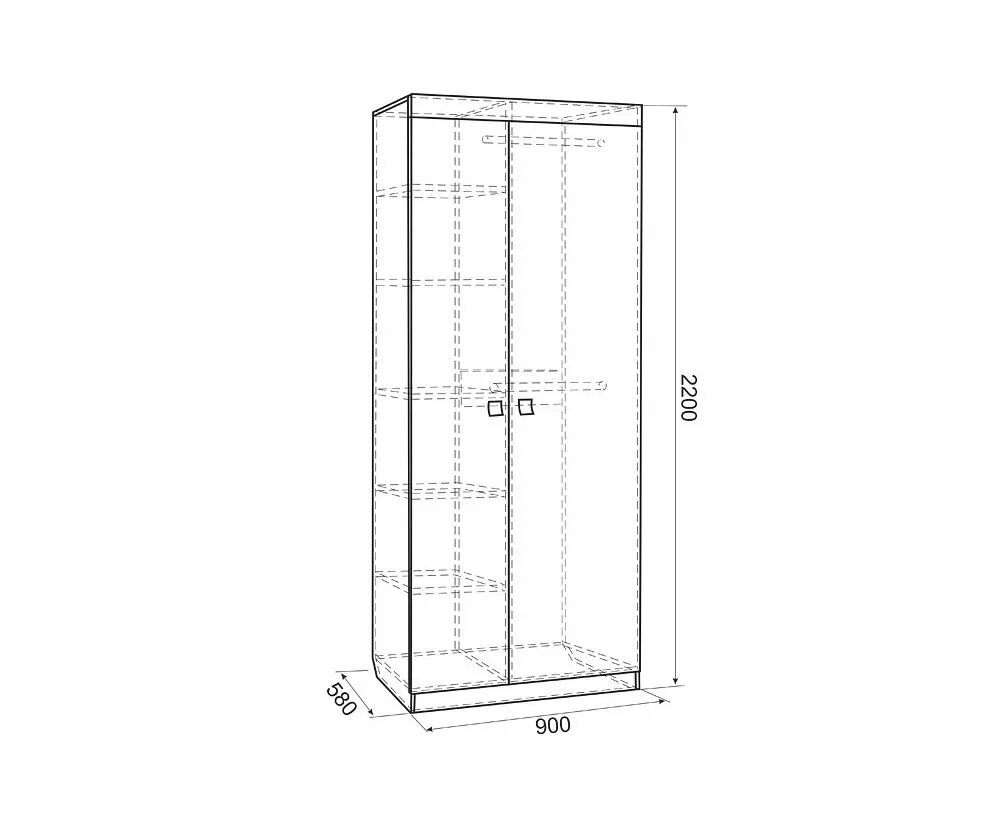 Двухстворчатый шкаф размеры