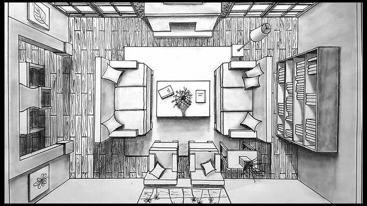Планировка комнаты рисунок Single point perspective room by A-Rob on DeviantArt Room perspective drawing, P