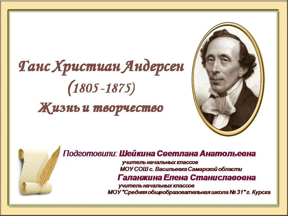 Сообщение о творчестве х к андерсена. Творчество гансе христиане андерсене. жизнь и творчество г христиана андерсена.