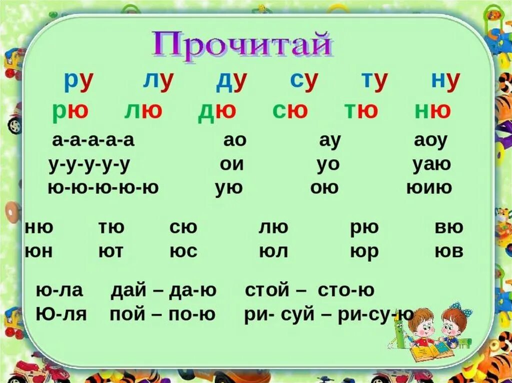 Слово юла по слогам. Слоги с буквой ю. Чтение слогов с буквой ю. Слоги с буквой ю для дошкольников. Чтение слов с буквой ю для дошкольников.