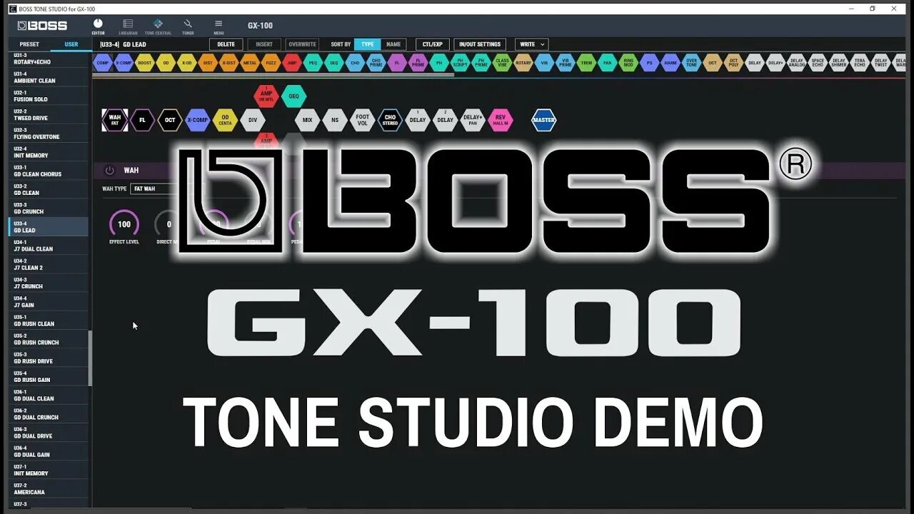 Boss GX-100. Boss Studio. Boss Tone Studio Ctrl.