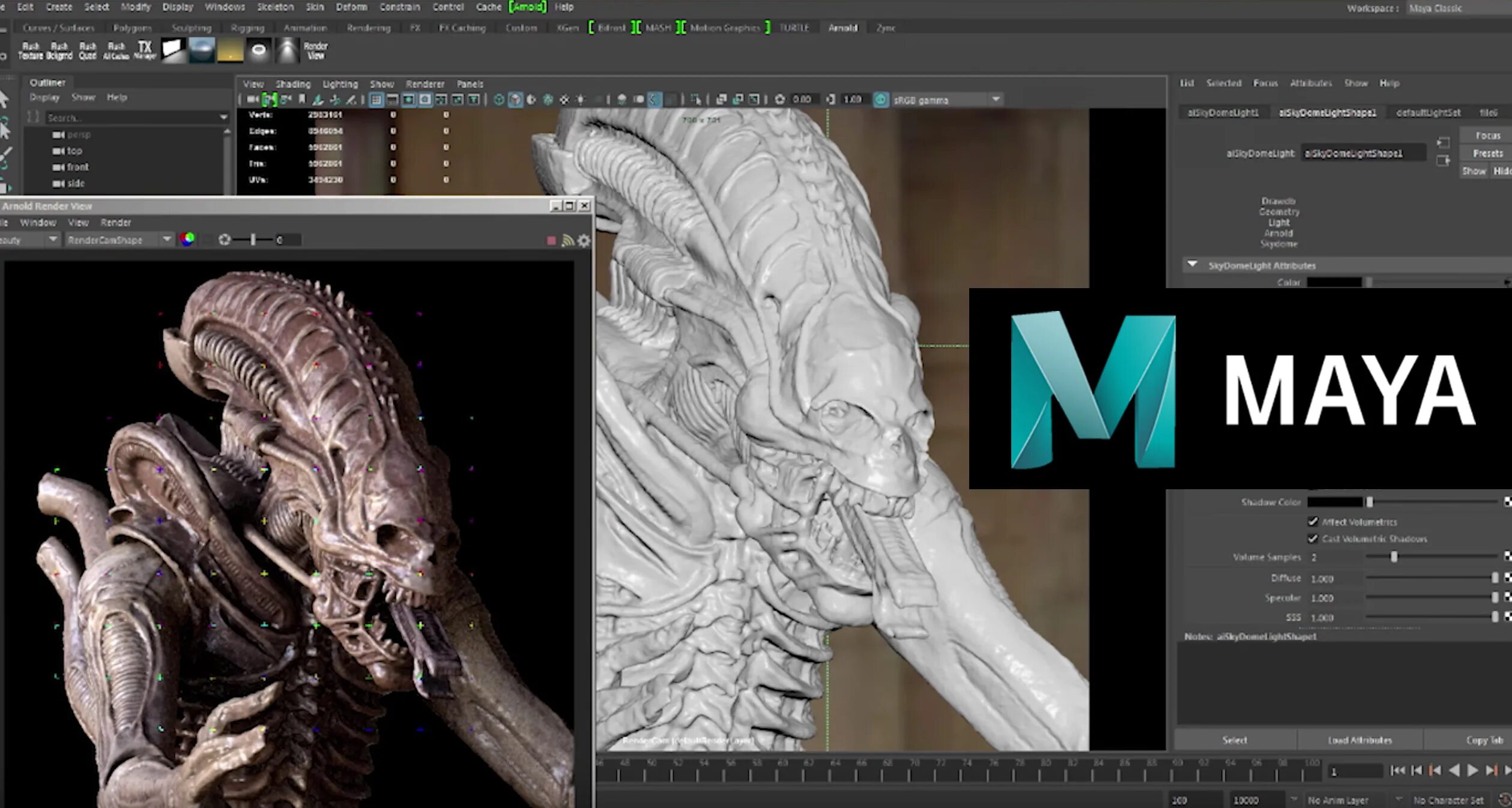 Maya работы. Arnold 3d. рендеринг в maya.