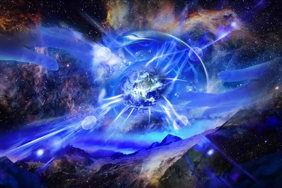 человек в потоке света. энергия космоса. бриллиантовый поток. планета земля. преображение земли.