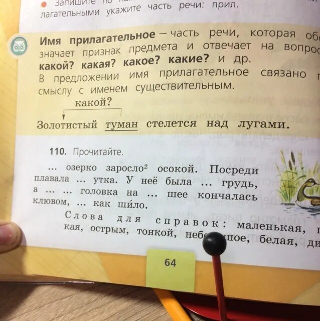 Кончалась клювом острым как шило. Предложение со словом тонкий. Прочитайте озерко заросло осокой посреди плавала утка. Небольшое озерко заросло осокой посреди плавала Дикая утка. Озерко заросло осокой.