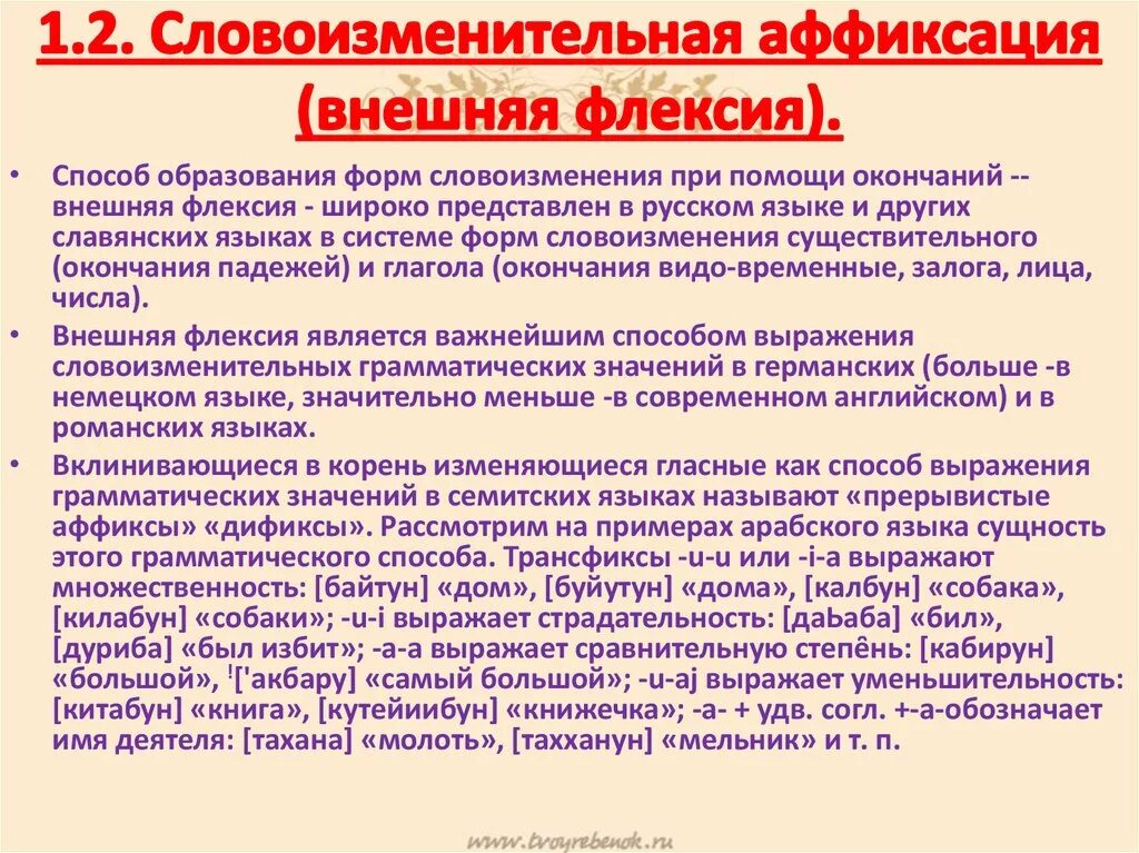 Внешняя флексия. Словоизменительная аффиксация. Внутренняя и внешняя флексия. Флексия это в языкознании.