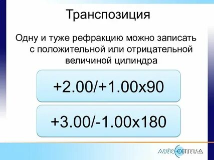 Пересчет астигматических линз транспозиция