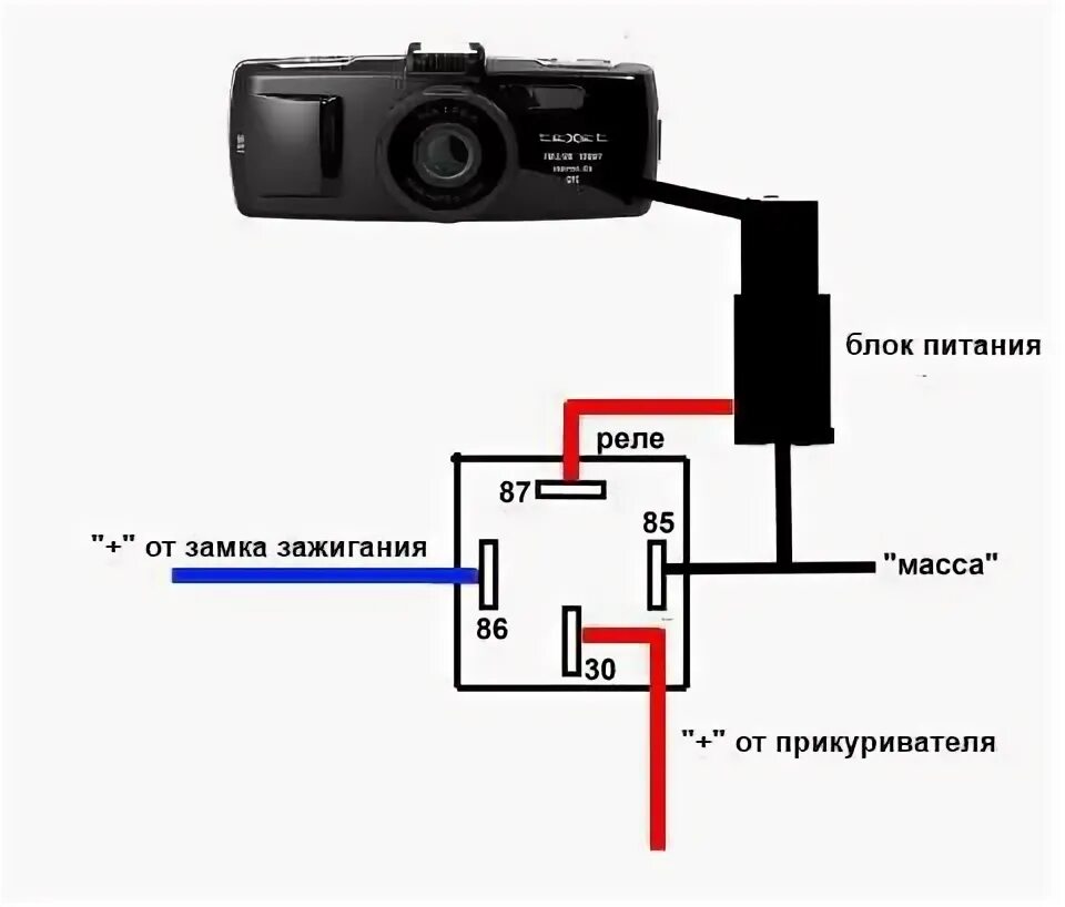 Схема подключения автомобильного видеорегистратора. Схема подключения видеорегистратора через кнопку. Схема подключения видеорегистратора к сигнализации. Схема подключения зажигания видеорегистратор. Камера через реле