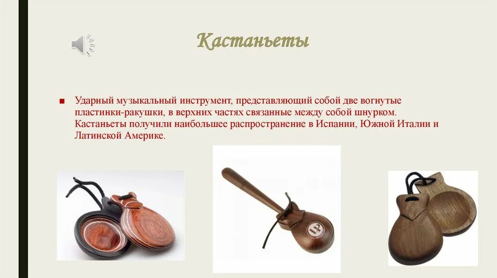 Записать информацию о кастаньетах