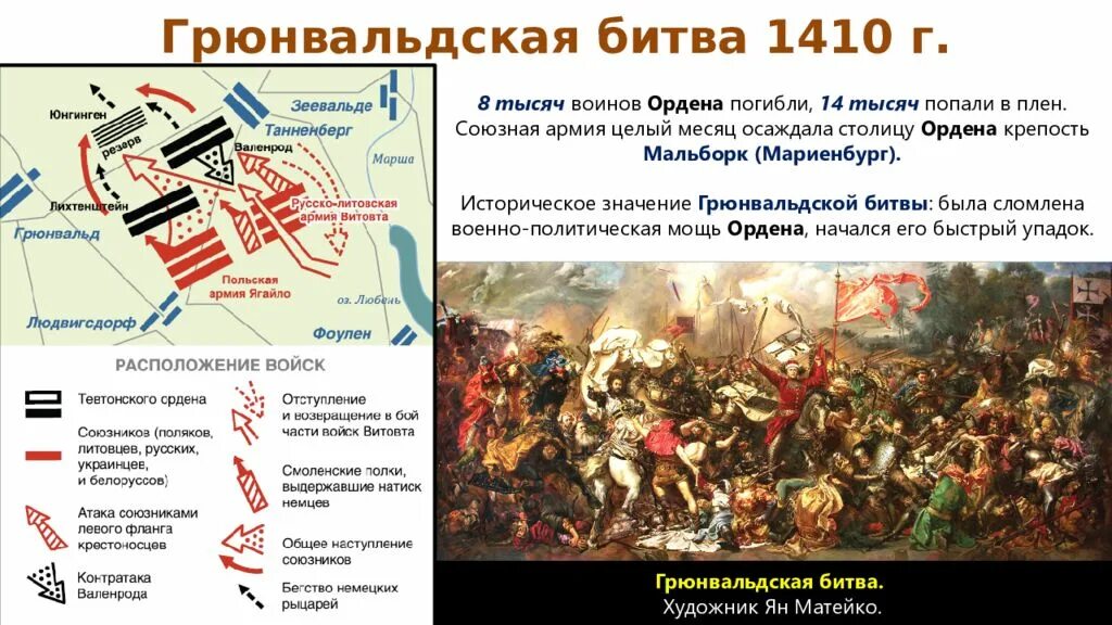 Расскажите о грюнвальдской битве. Грюнвальдская битва 1410 Матейко. 1410 15 Июля Грюнвальдская битва. Грюнвальдская битва 1410 схема. 15 Июля 1410 года Грюнвальдская битва.