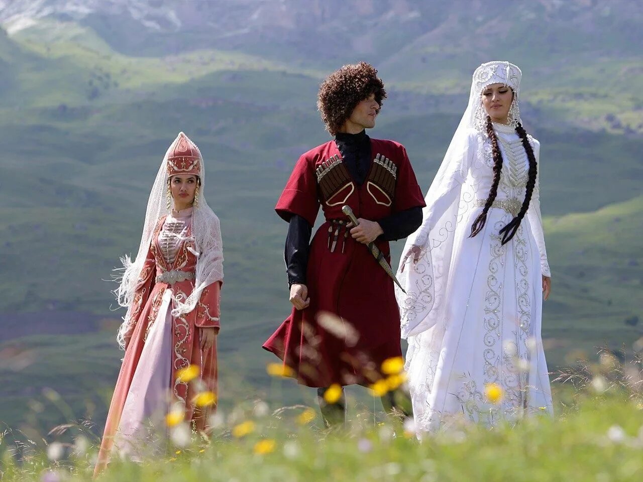 suzani: Avar woman (Caucasus), wedding traditional costume. Ethnic groups living