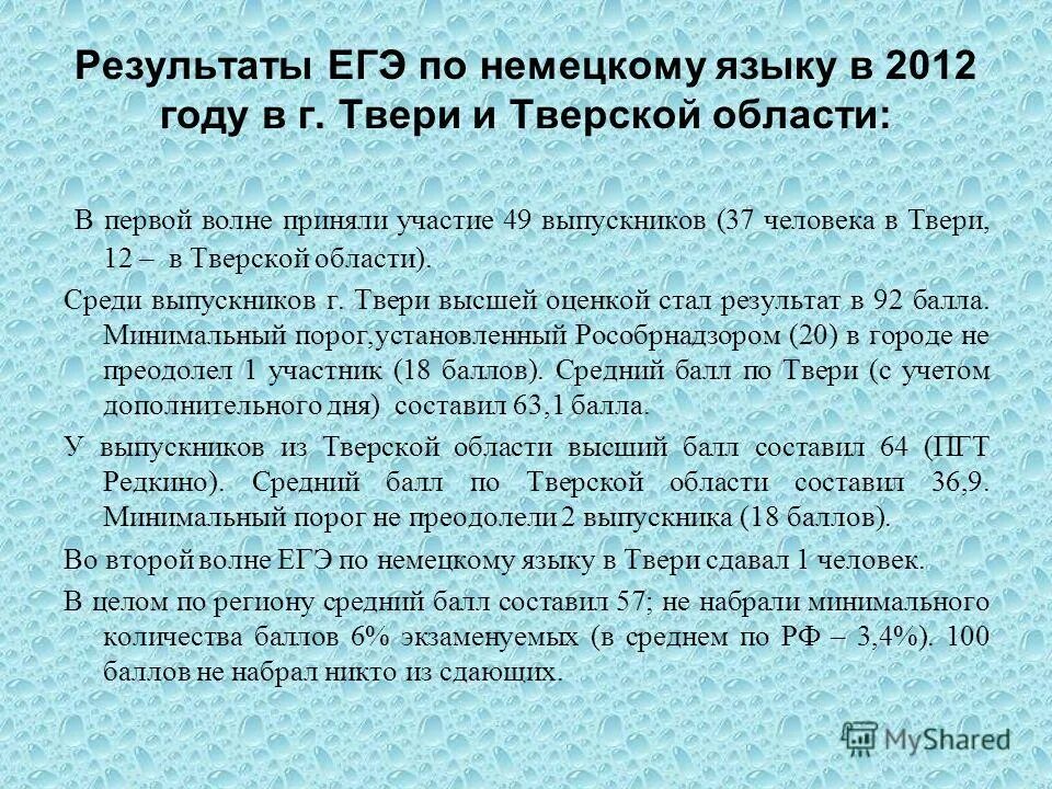 Егэ 2012 году. Результаты ЕГЭ Тверская область. Справка о результатах ЕГЭ. Результаты ЕГЭ 100 по немецкому.