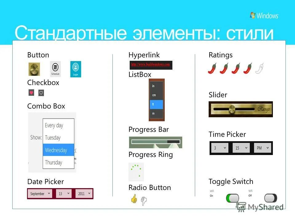 Новые элементы управления