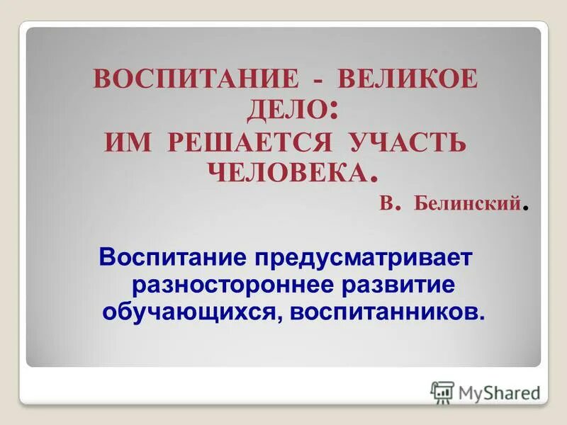 Белинский воспитание