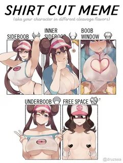 Mei (Pokemon). hilda (pokemon). shirt cut meme. 