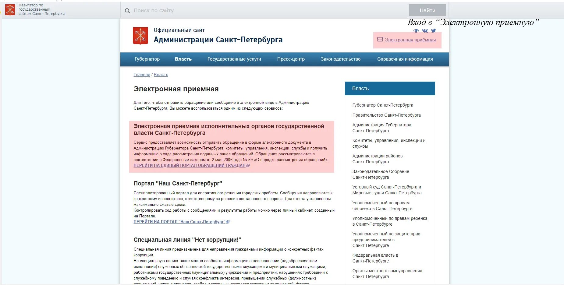 Электронная приёмная администрации Санкт-Петербурга. Ссту рф портал вход