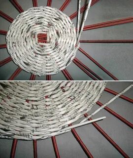 Из газетных трубочек пошагово