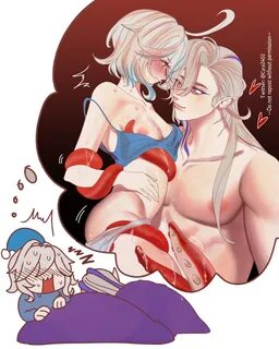 ...highres light_blue_hair long_hair looking_at_each_other looking_at_partn...