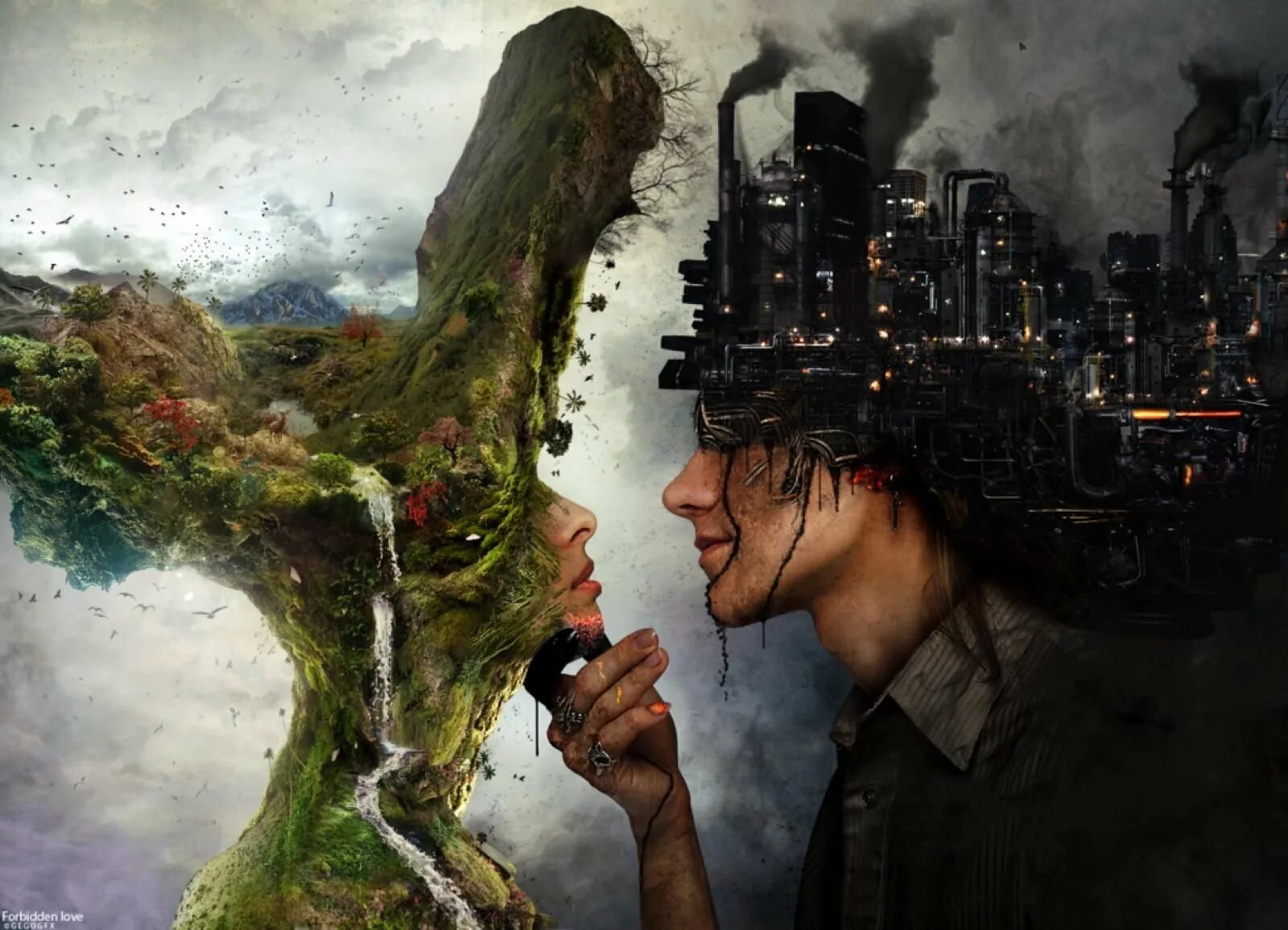 Разрушать окружающую среду. Креативный арт. Человек и природа. Человек и природа арт. Природа против цивилизации.