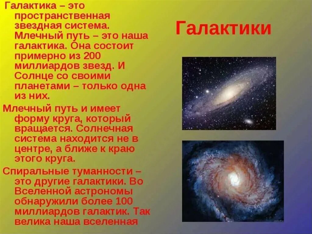 Запиши определение вселенная это. Наша Галактика. Картинки про космос с описанием. Звёздные системы Галактики. Презентация на тему наша Галактика.