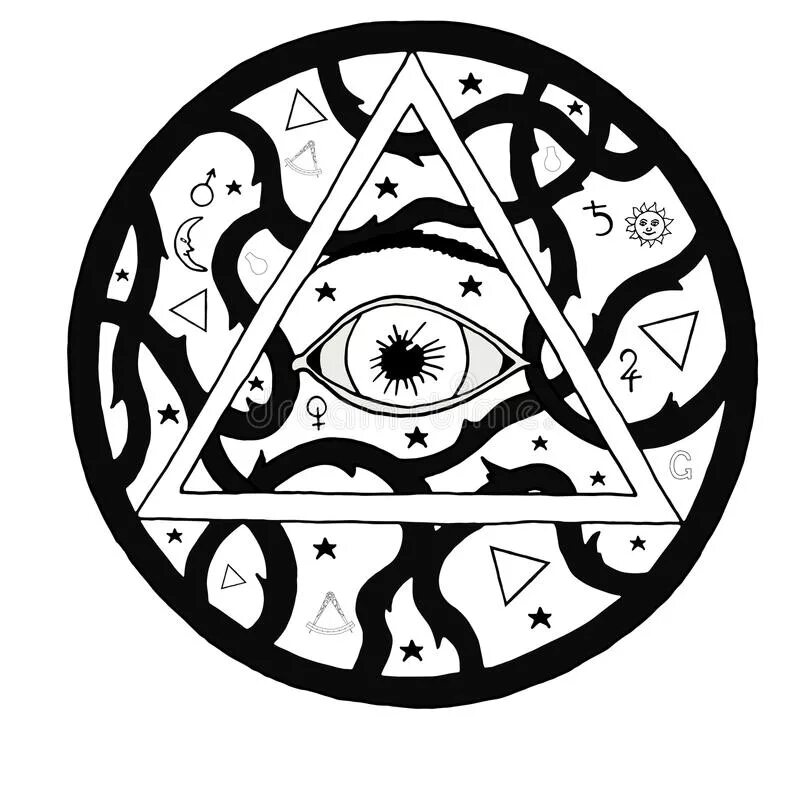 Не видны символы. Символ наблюдателя. Знак пентаграмма в круге со всевидящим око. Символ ОБСЕРВЕРА. Значки знаки пирамид.