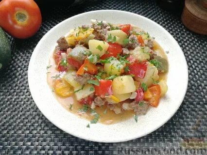 Овощное рагу с кабачками баклажан мясо