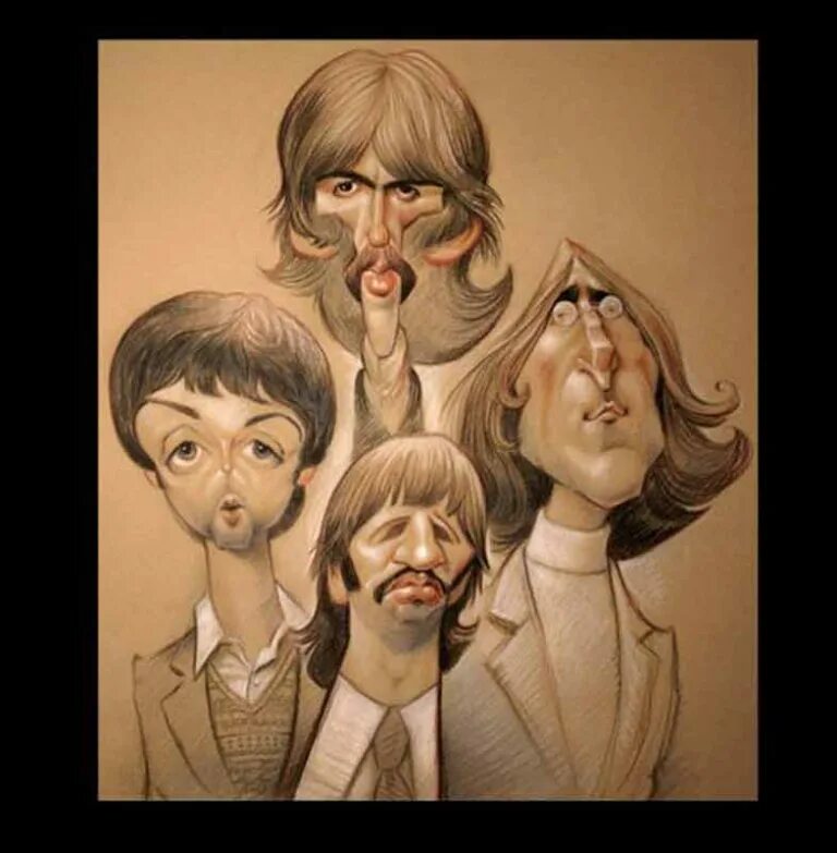 Битлз карикатуры шаржи. Шарж рисунок Битлз. The Beatles карикатуры. Джордж Харрисон шарж.