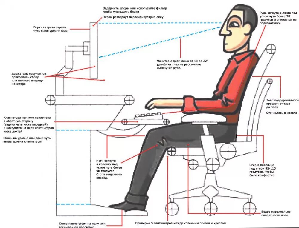 Рабочая поза за столом. Количество зон доступности выделяемых при работе сидя. Положение за компьютером. Количество зон доступности выделяемых при работе сидя. Правильная посадка за компьютером.