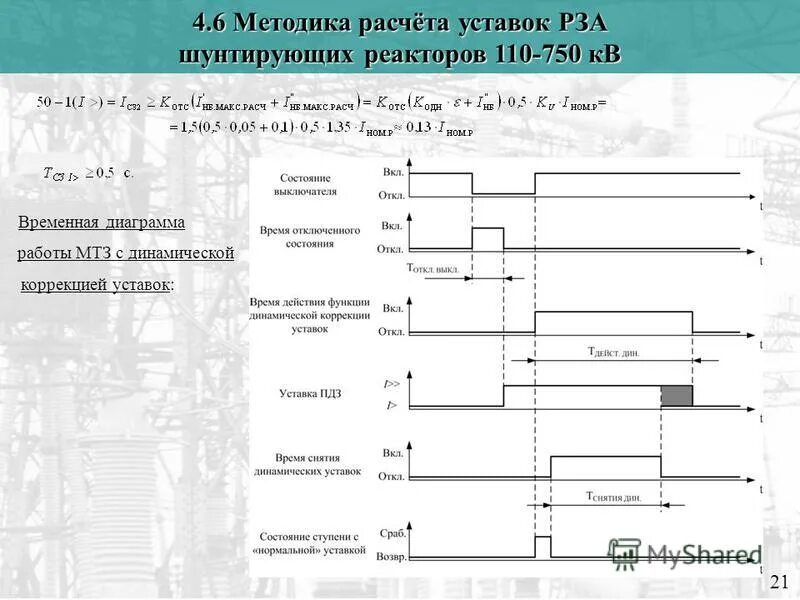 Расчет уставок релейной защиты