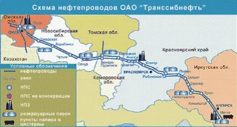 Нефтепроводы идущие от месторождения до конечного пункта