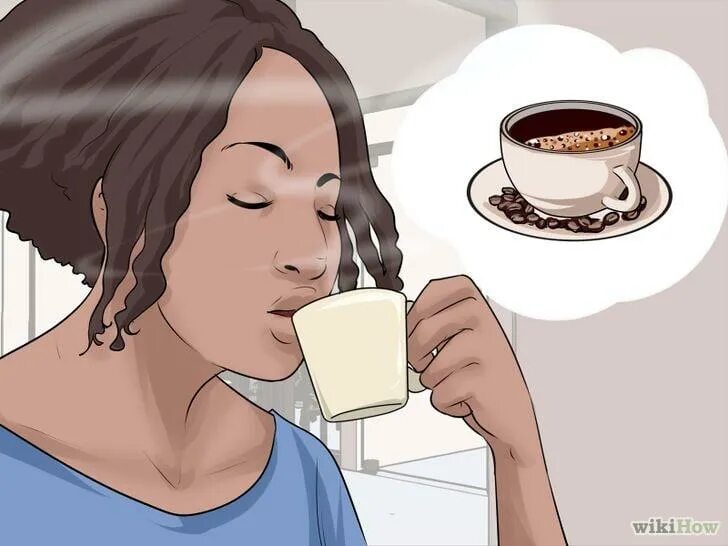 Девушка с кофе вектор. WIKIHOW девушка ест. Человек пьет кофе вектор.