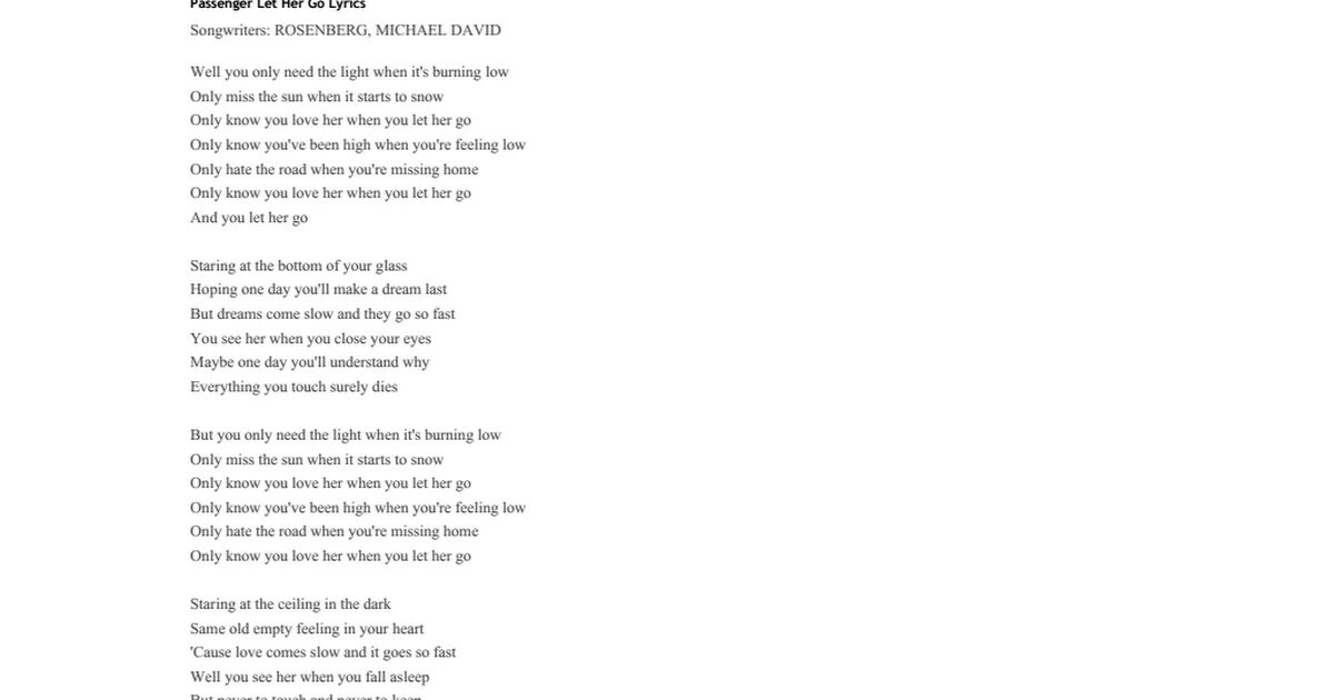 Only перевод на русский. Let her go текст. Let her go Passenger текст. Let her go перевод. Текст песни Let her go.