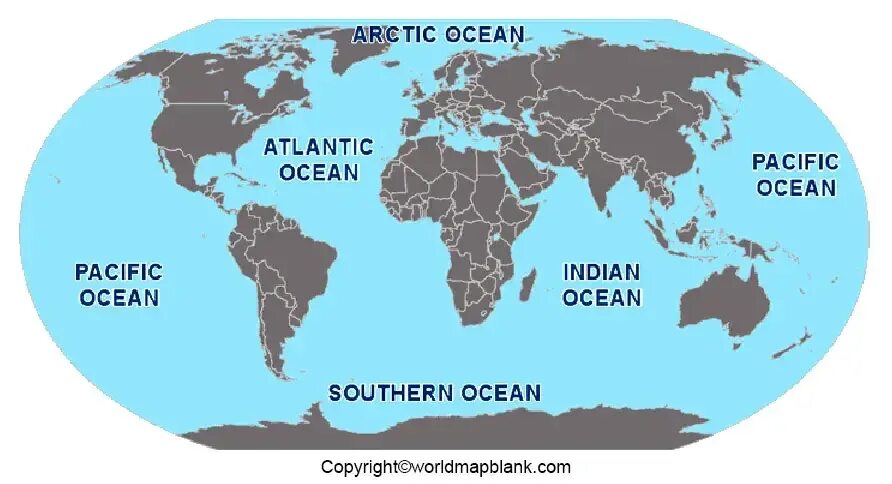 World s oceans. Карта мирового океана. Map of Oceans and Seas. World Map with Oceans.