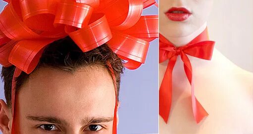 Мужчина с золотой коробочкой. Мужик с бантом. Мальчик с бантиками на голове. Парень в подарочной ленте. Смешной бант.