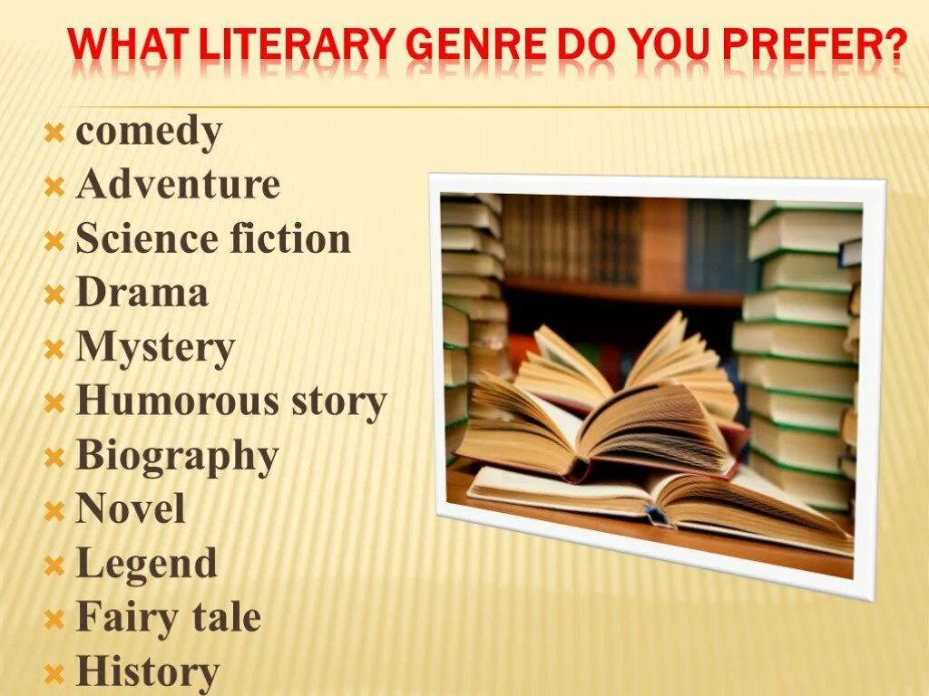 What kind of do you prefer. Жанры книг. Жанры книг по английски. Виды литературы на английском. Жанры литературы на английском.