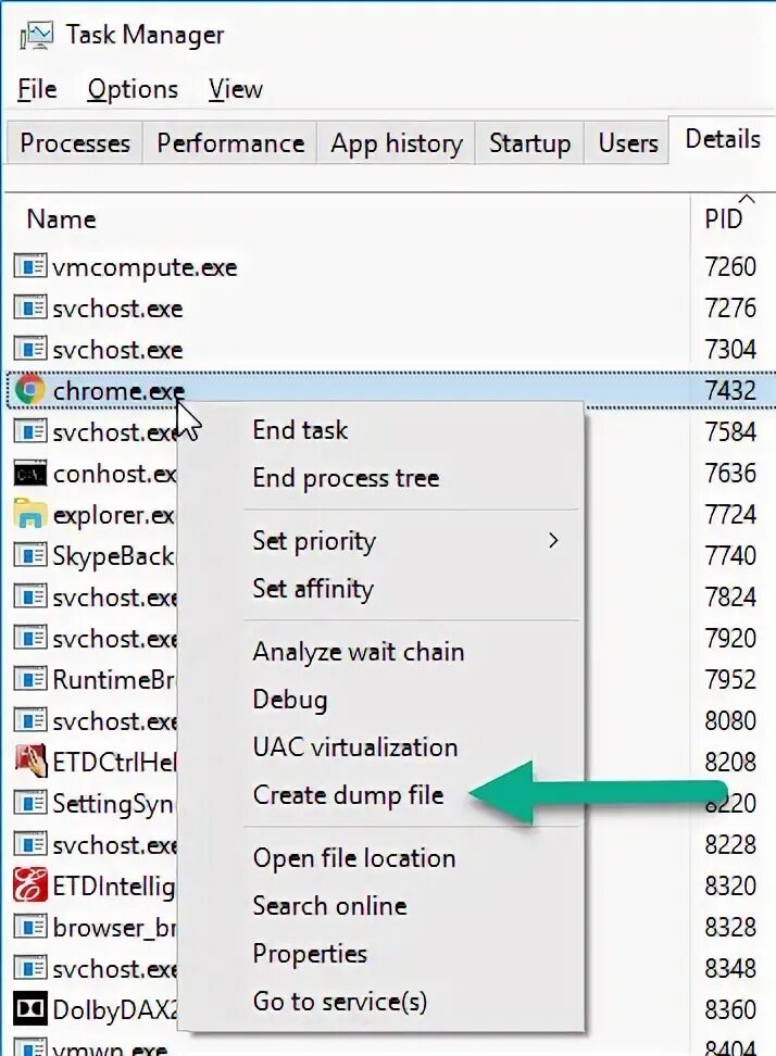Create dump. Create dump