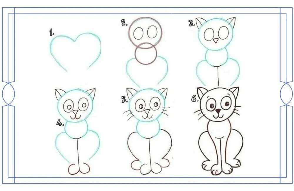 Рисовать котенка легко. Рисование кошки пошагово. Поэтапное рисование кошки для детей. Кошка пошаговое рисование для детей. Кошка рисунок для детей поэтапно.