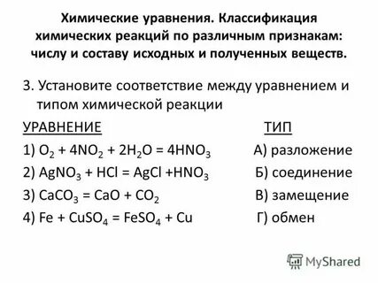 Как писать уравнения по химии