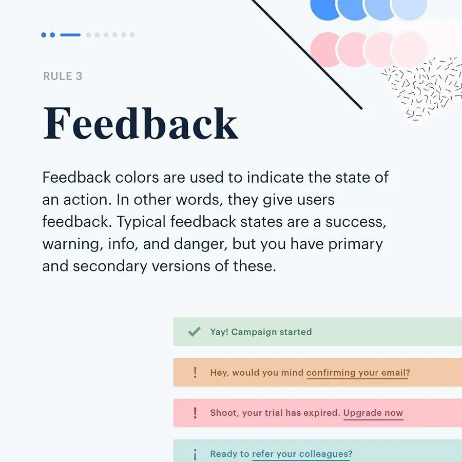 Color is important. Feedback Design. Color Rules. Color important.