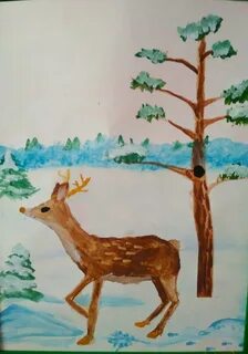 Как нарисовать зимнего оленя
