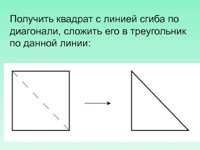 Квадратный лист бумаги согнули по линии
