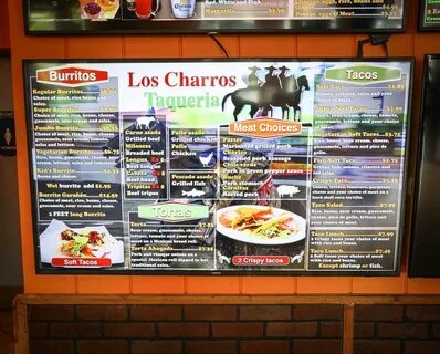 Menu at Los Charros Taqueria restaurant, Yuba City