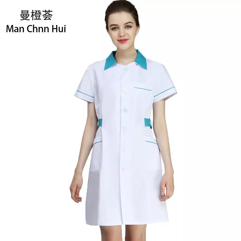 Медицинский халат с коротким рукавом. Аптека униформа. Лабораторный халат. Медицинский халат в китайском стиле.