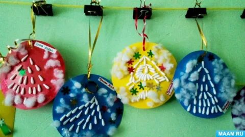Аппликация новогодняя игрушка подготовительная