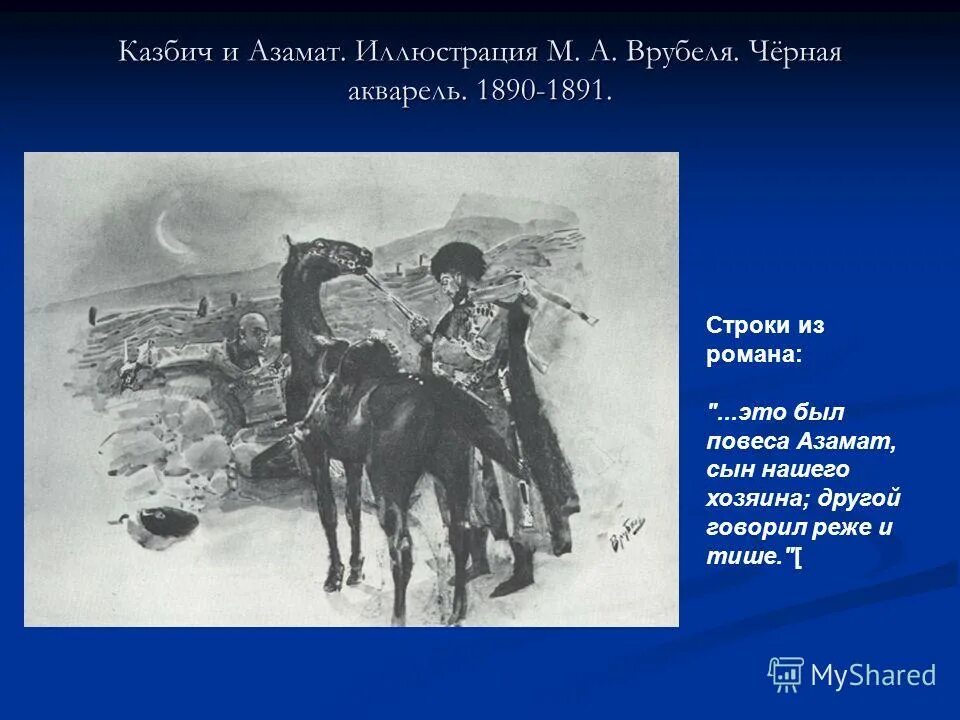 Каковы последствия подслушанного разговора казбича и азамата. Казбич из героя нашего времени. Казбич иллюстрация.