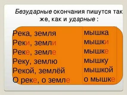 Ударные и безударные окончания имен существительных