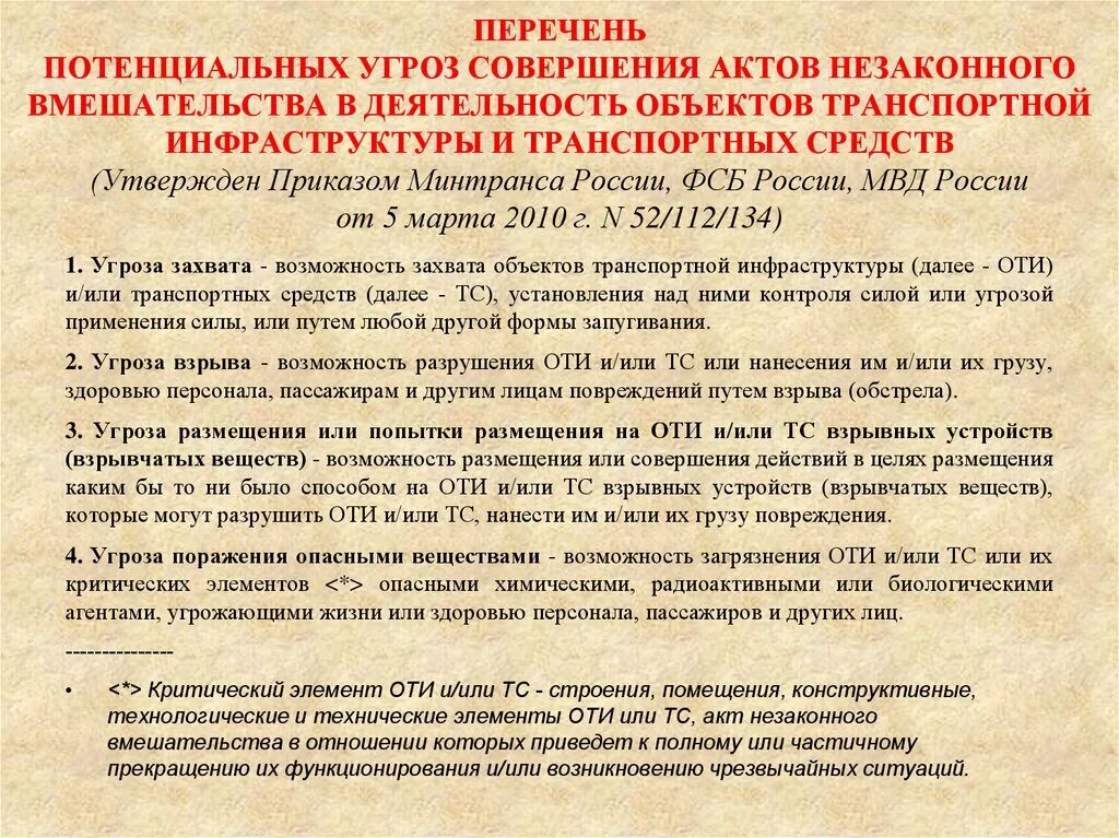 Угрозы совершения анв. Перечень потенциальных угроз совершения актов незаконного. потенциальные угрозы совершения актов незаконного вмешательства. перечень потенциальных угроз совершения анв. перечень потенциальных угроз совершения анв в деятельность оти и тс.